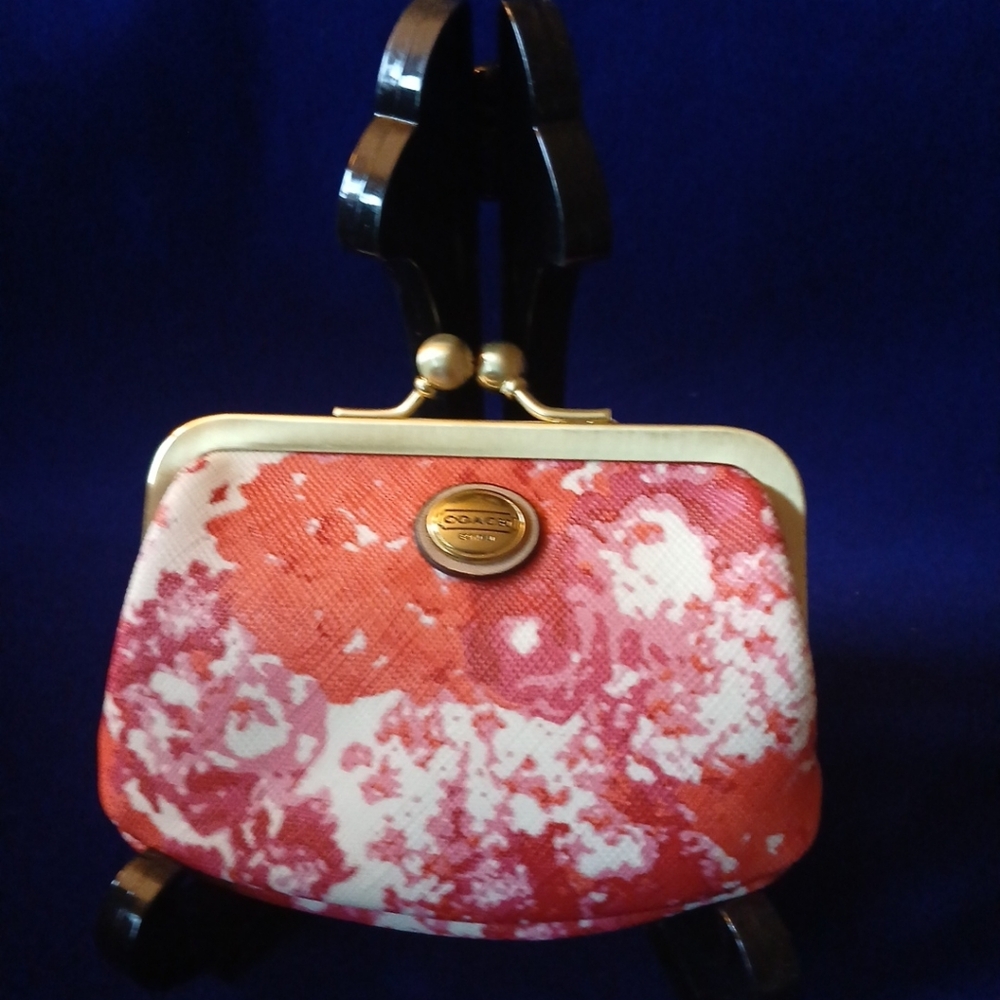Coach Floral Red and White Clutch